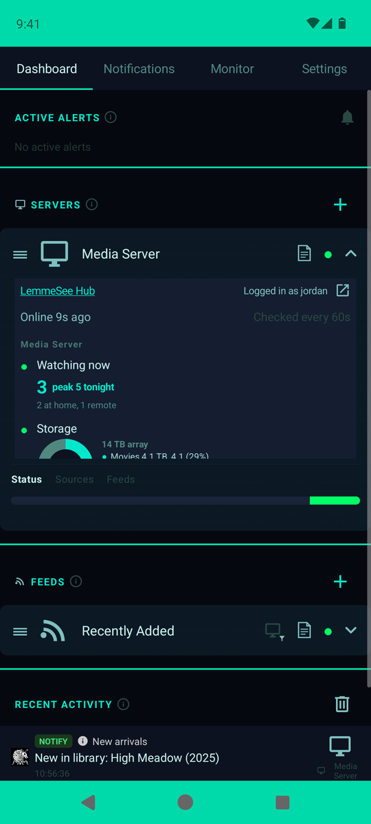Your media server at a glance